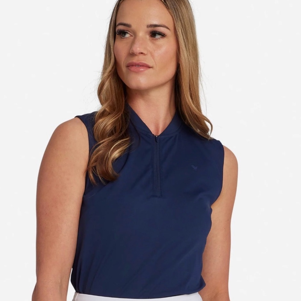 NWT New Bad Birdie Women's Blade - Dark Navy Polo Sleeveless Top Shirt M